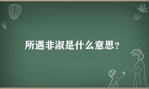 所遇非淑是什么意思？