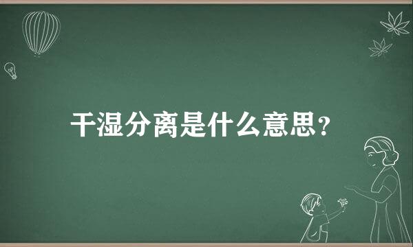 干湿分离是什么意思？