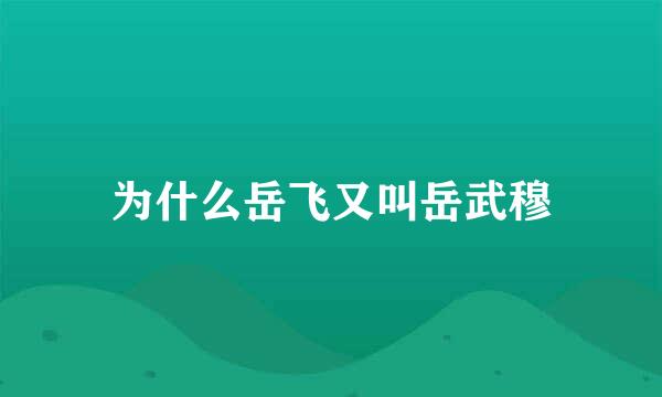 为什么岳飞又叫岳武穆