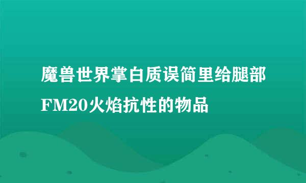 魔兽世界掌白质误简里给腿部FM20火焰抗性的物品