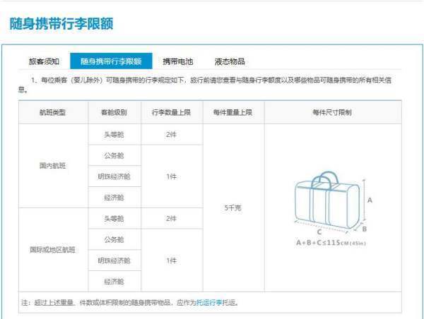 乘坐飞机随身携带行李的具体规定是什么？