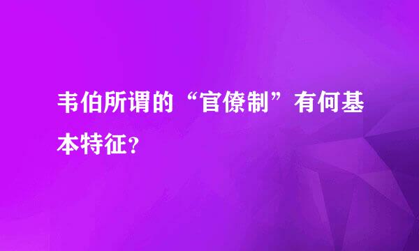 韦伯所谓的“官僚制”有何基本特征？