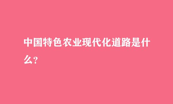 中国特色农业现代化道路是什么？