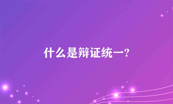 什么是辩证统一?