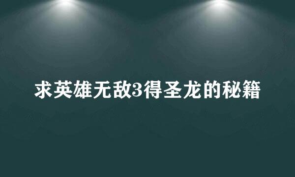 求英雄无敌3得圣龙的秘籍