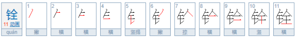 铨字怎么读，是什来自么意思