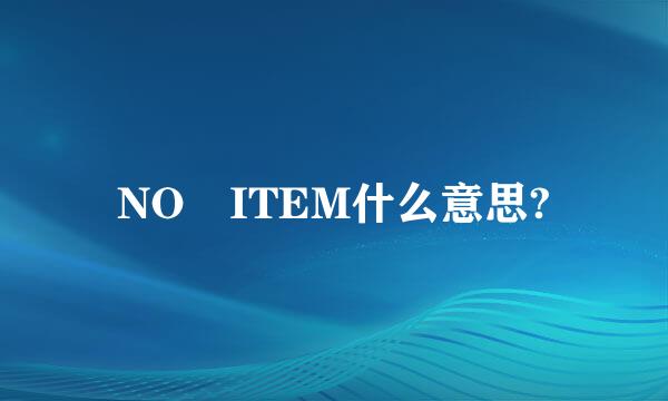 NO ITEM什么意思?