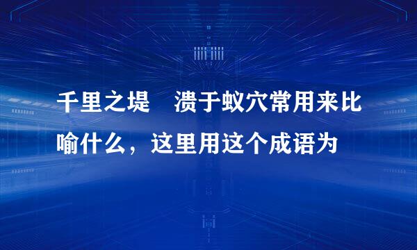 千里之堤 溃于蚁穴常用来比喻什么，这里用这个成语为