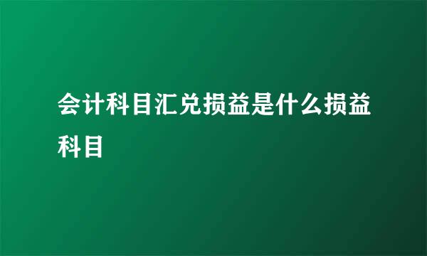 会计科目汇兑损益是什么损益科目