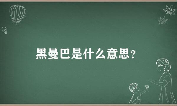 黑曼巴是什么意思？