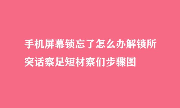 手机屏幕锁忘了怎么办解锁所突话察足短材察们步骤图