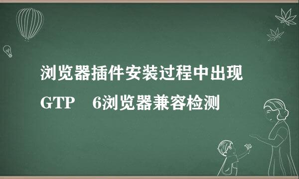 浏览器插件安装过程中出现 GTP 6浏览器兼容检测