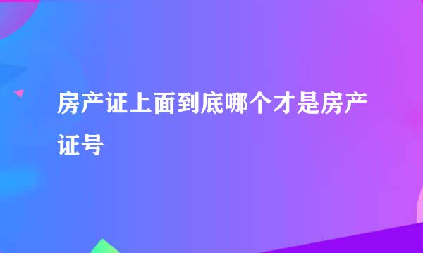 房产证上面到底哪个才是房产证号