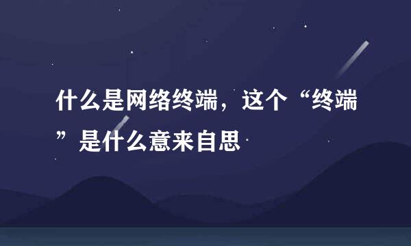 什么是网络终端，这个“终端”是什么意来自思