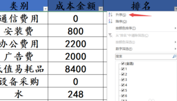 exce读三直l排名公式怎么用