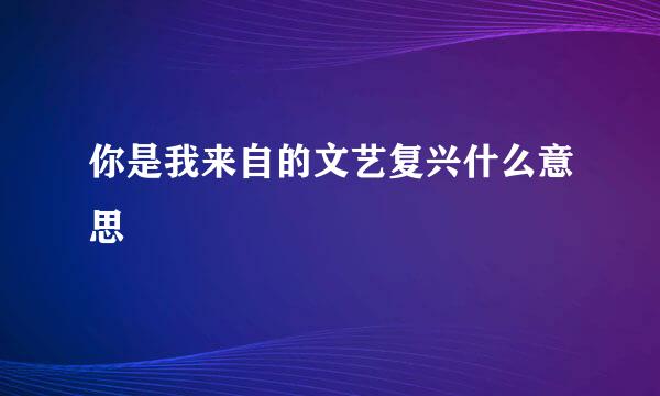 你是我来自的文艺复兴什么意思