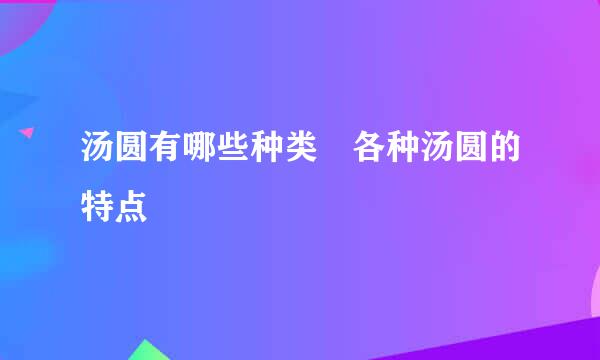 汤圆有哪些种类 各种汤圆的特点