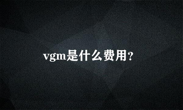 vgm是什么费用？