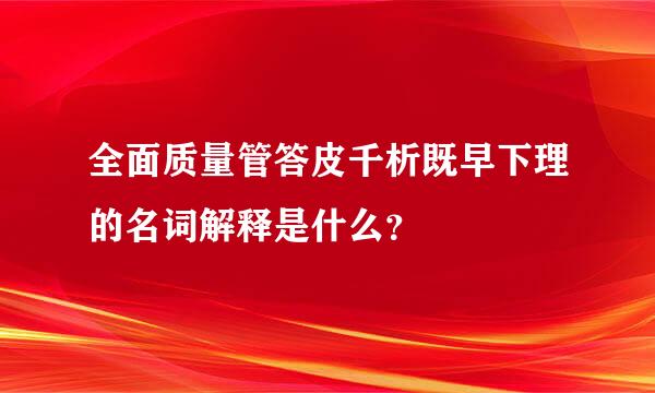 全面质量管答皮千析既早下理的名词解释是什么？