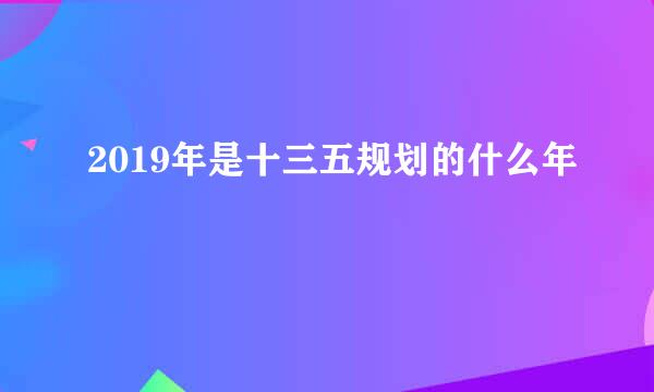 2019年是十三五规划的什么年