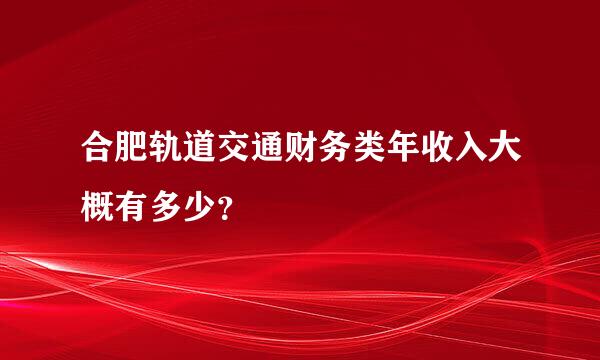 合肥轨道交通财务类年收入大概有多少？