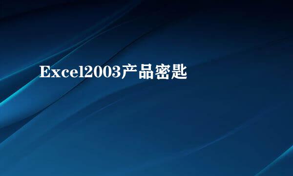 Excel2003产品密匙