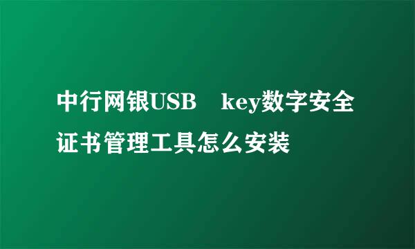 中行网银USB key数字安全证书管理工具怎么安装