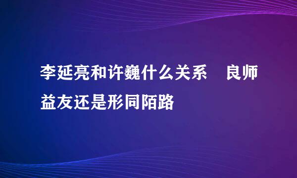 李延亮和许巍什么关系 良师益友还是形同陌路