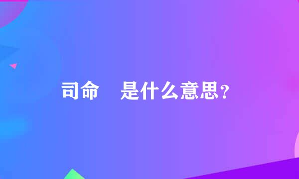 司命 是什么意思？