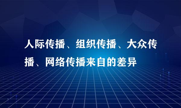 人际传播、组织传播、大众传播、网络传播来自的差异