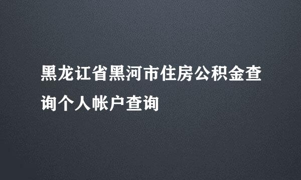 黑龙讧省黑河市住房公积金查询个人帐户查询