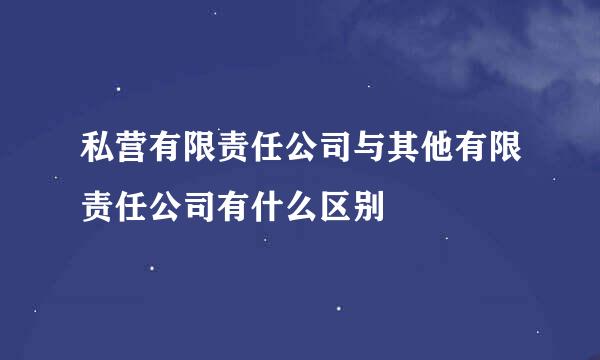 私营有限责任公司与其他有限责任公司有什么区别