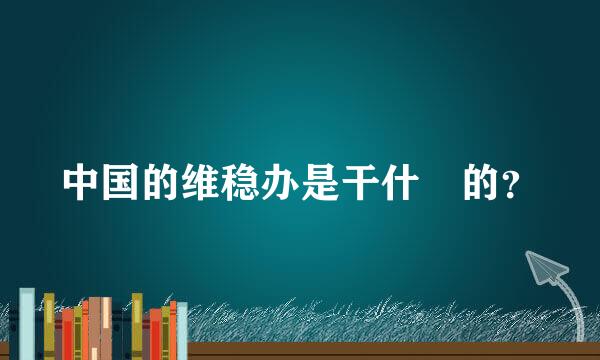 中国的维稳办是干什麼的？