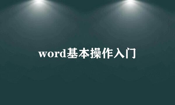 word基本操作入门