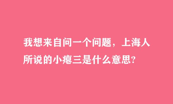 我想来自问一个问题，上海人所说的小瘪三是什么意思?