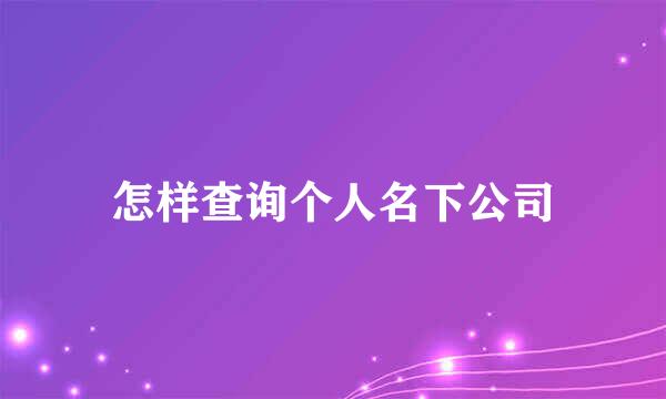 怎样查询个人名下公司