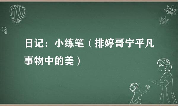 日记：小练笔（排婷哥宁平凡事物中的美）