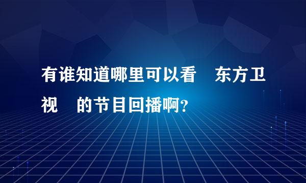 有谁知道哪里可以看 东方卫视 的节目回播啊？