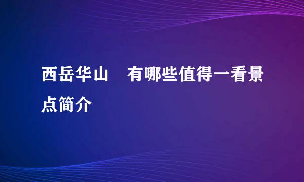 西岳华山 有哪些值得一看景点简介