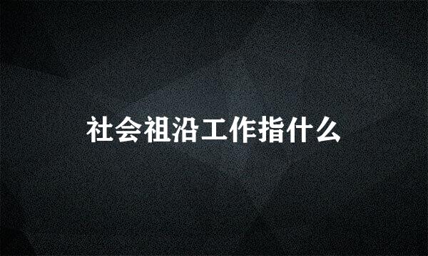 社会祖沿工作指什么