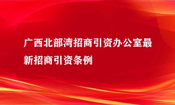 广西北部湾招商引资办公室最新招商引资条例