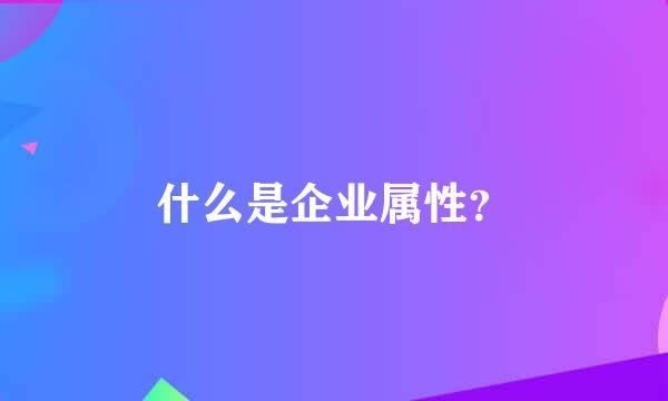 什么是企业属性？