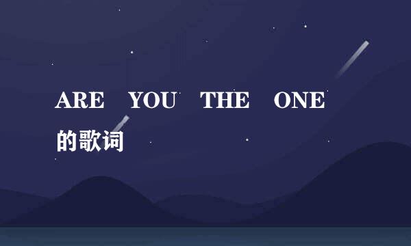 ARE YOU THE ONE 的歌词