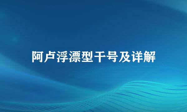 阿卢浮漂型干号及详解