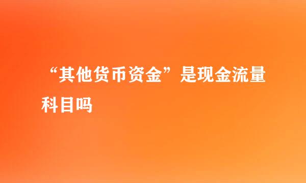 “其他货币资金”是现金流量科目吗