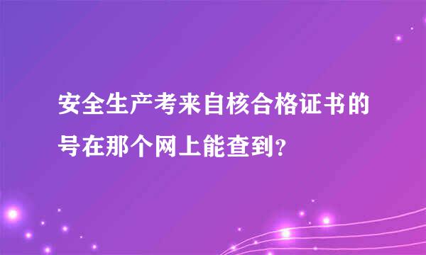 安全生产考来自核合格证书的号在那个网上能查到？