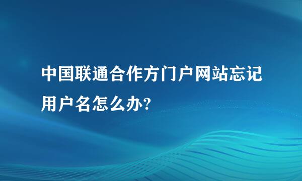 中国联通合作方门户网站忘记用户名怎么办?