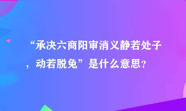 “承决六商阳审消义静若处子，动若脱兔”是什么意思？