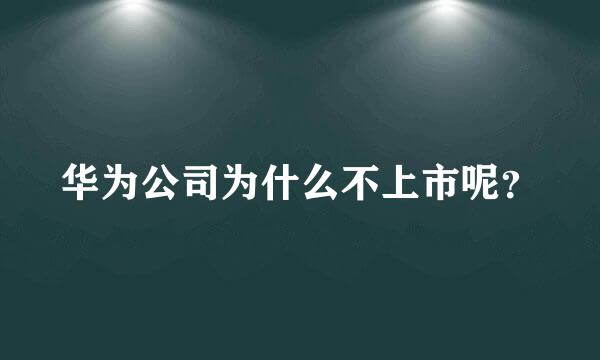 华为公司为什么不上市呢？