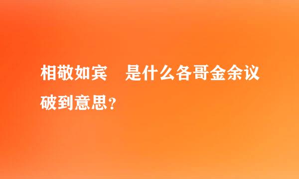 相敬如宾 是什么各哥金余议破到意思？